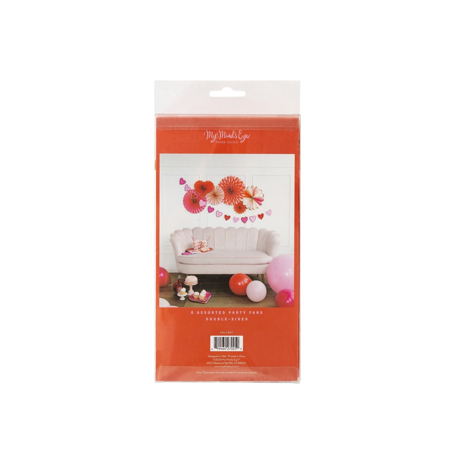 Back of packaging for Heart You Paper Fan Set. 