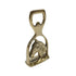 A gold-finished metal bottle opener shaped like a horse head, shown on a plain white background.