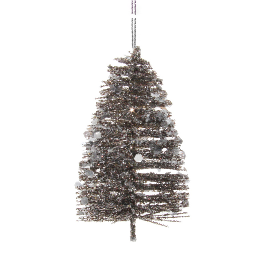 Dark Silver Glitter Tree Ornament