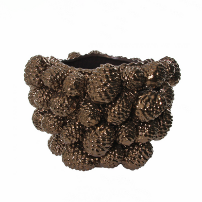 Metallic Brown Ceramic Cone Pot