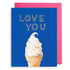 Greeting card with ice cream cone and &
