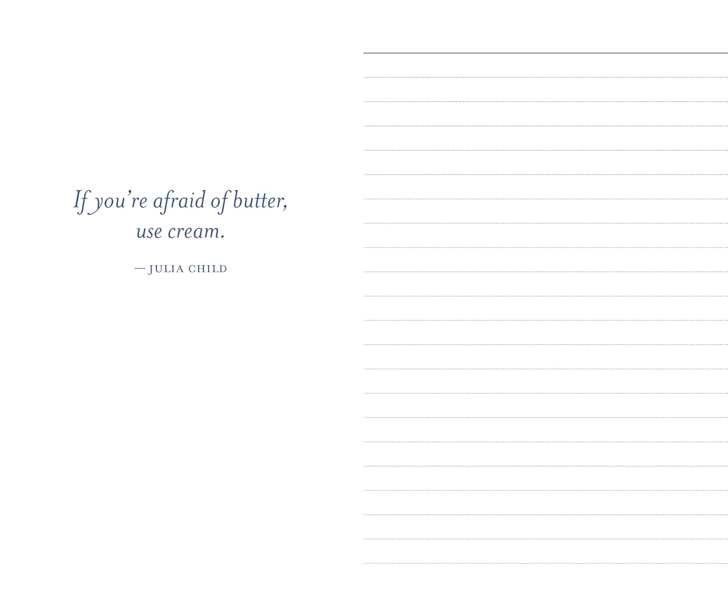 Inside page of Julia Child Notebooks with quote