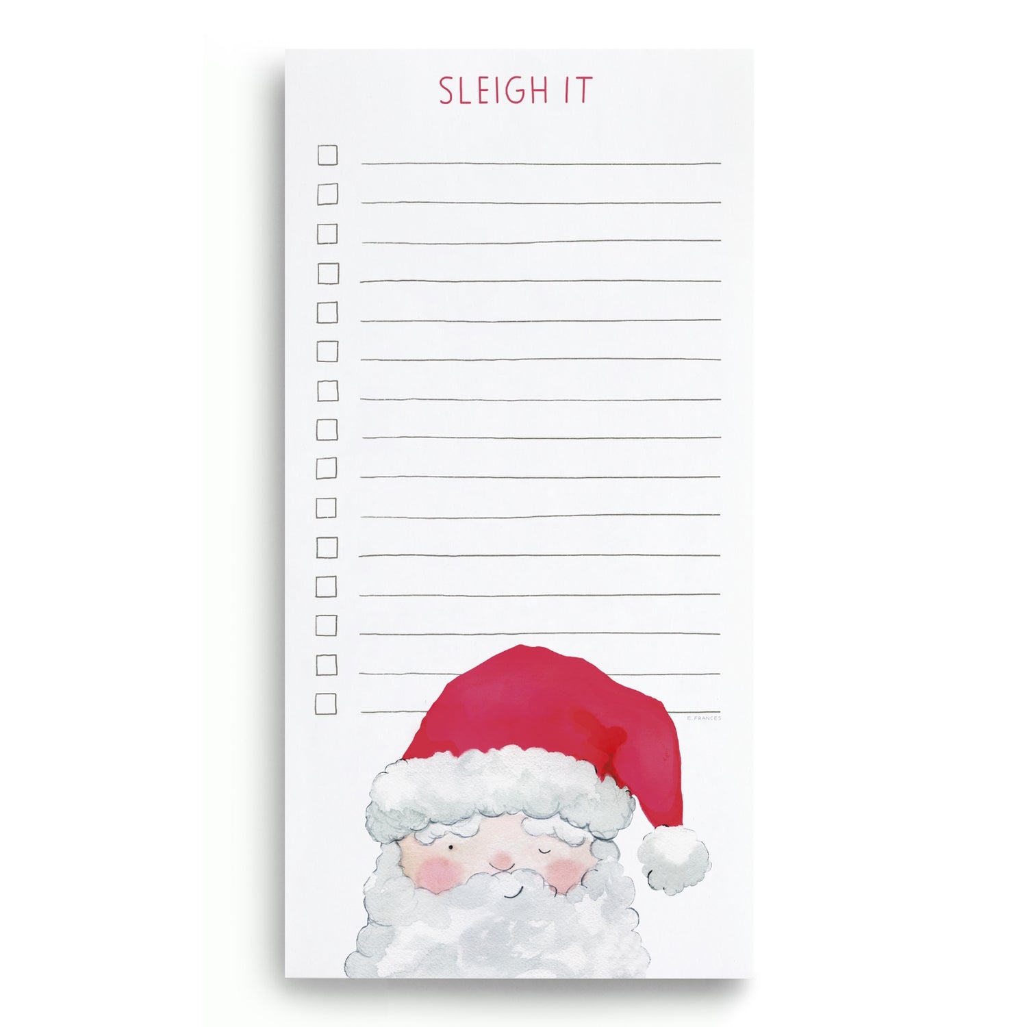 Lined and check box notepad with Santa Claus design and &