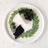 White plate with the Winston Cheese Knife, blackberries, wedge of cheese and Laurel Wreath Serving Paper atop.