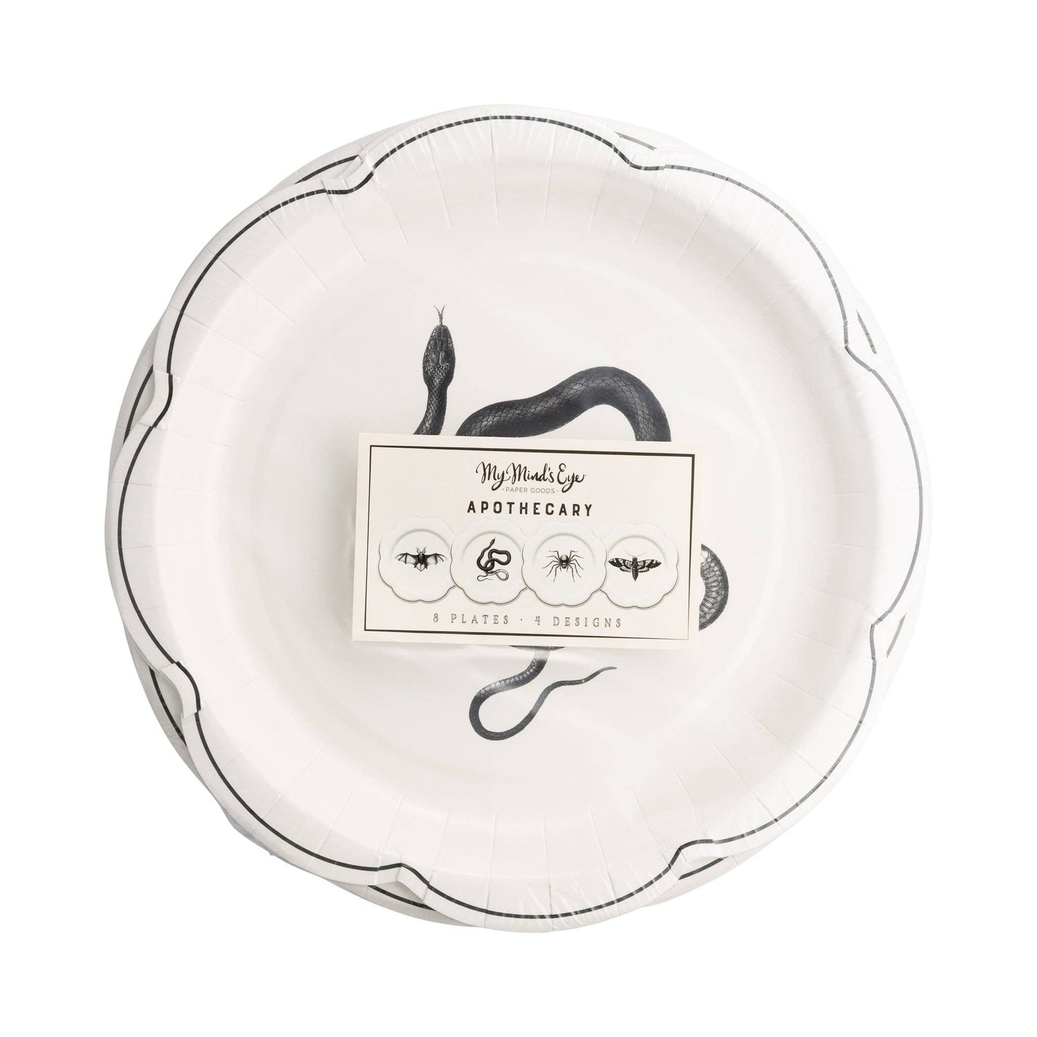 Decorative plate with black and white design and &