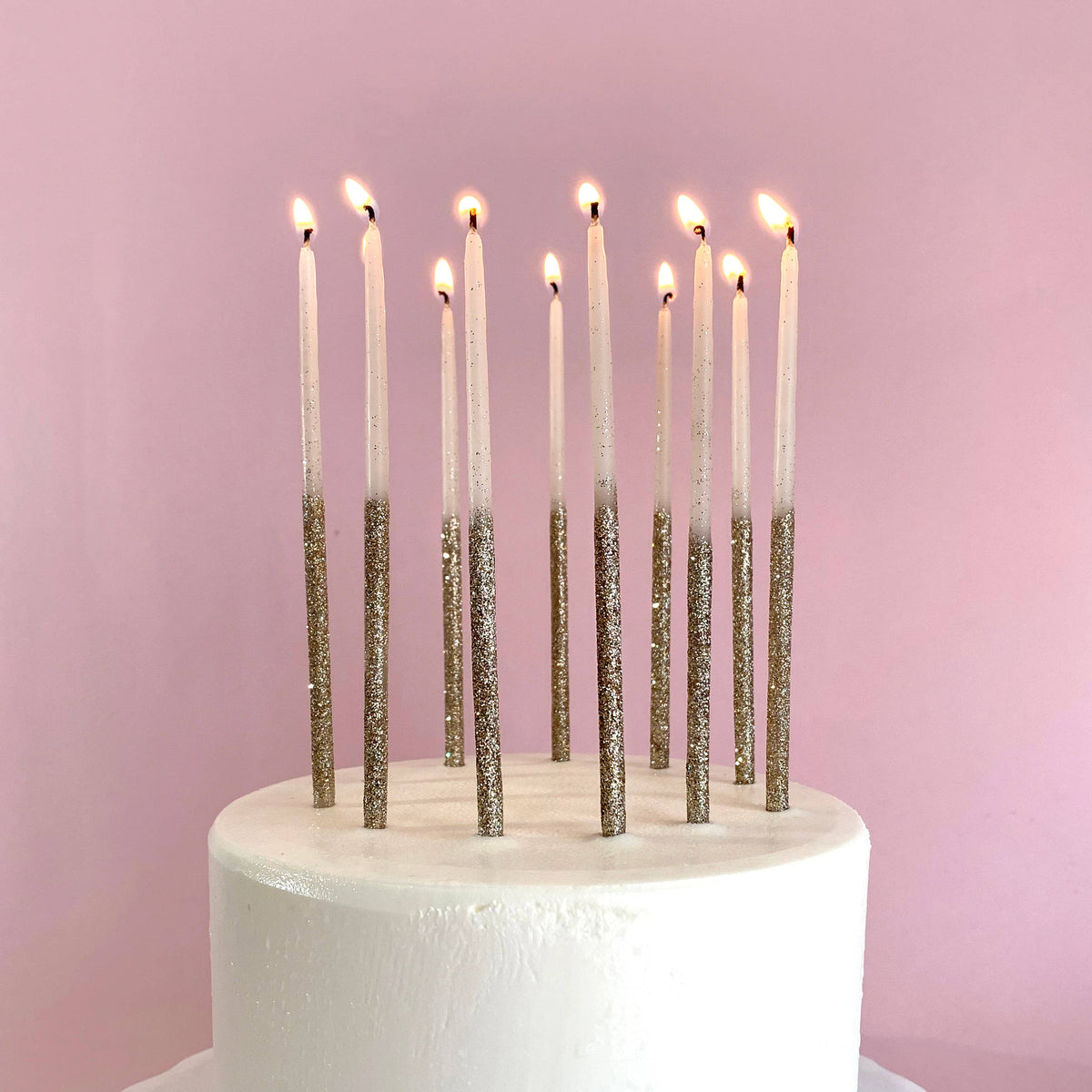 Gold Glitter Wish 3" Candles S/10