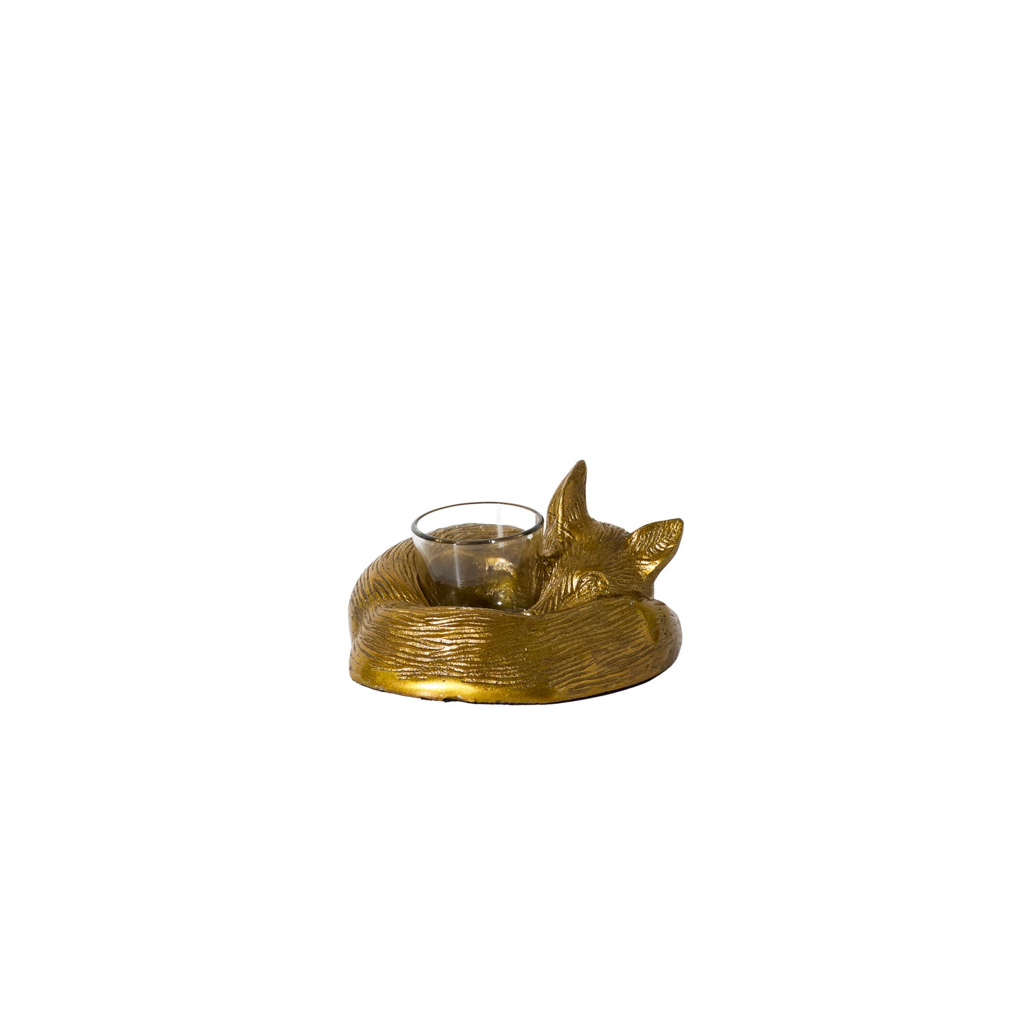 Fox-shaped candle holder on a white background.