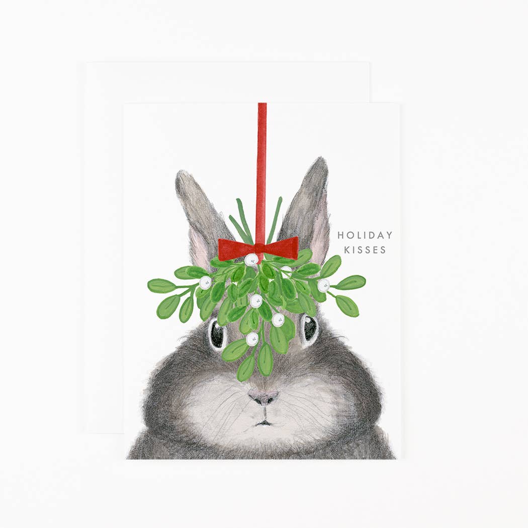 Bunny Under Mistletoe Card