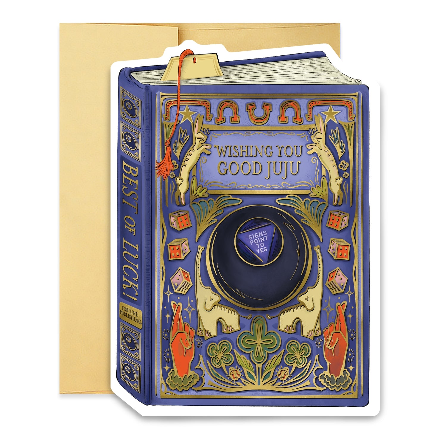 Decorative card with book design and &