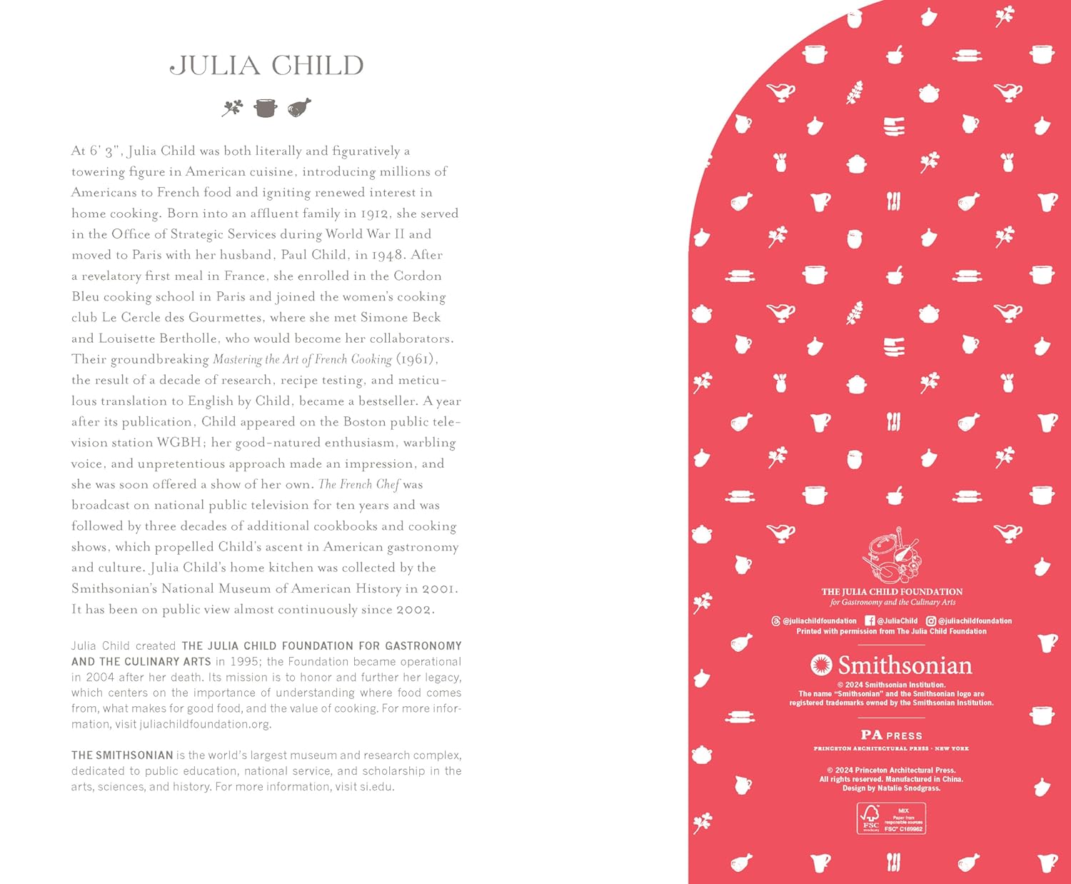 Inside cover of Julia Child Notebooks