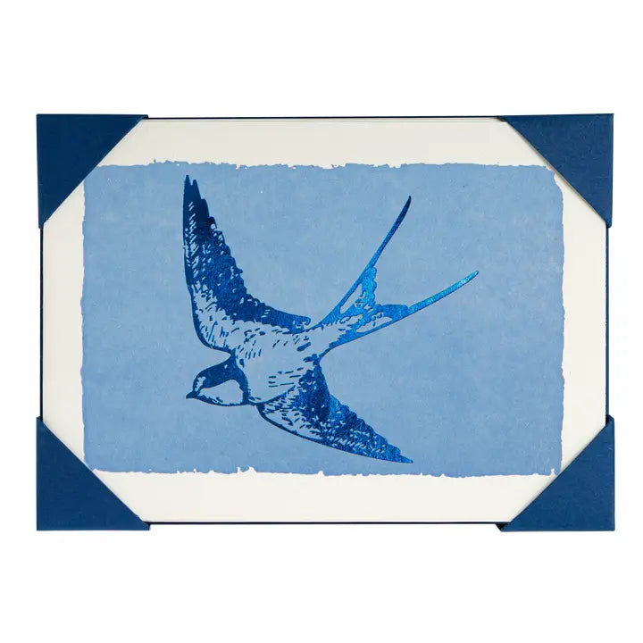 Blue Foil Swallow, Set of 5 Cards