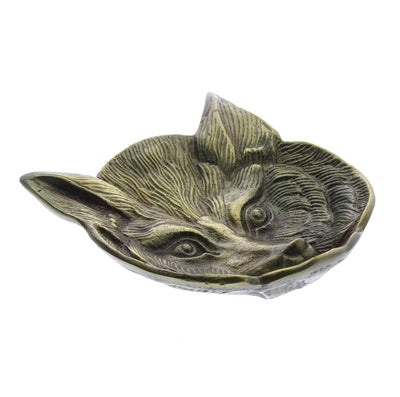 A HomArt bronze Fox Metal Dish with a wolf&