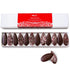 Box of chocolate peppermint leaves with a red label on a white background