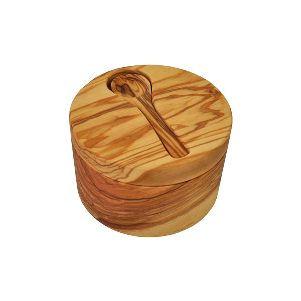 Olive Wood Salt Cellar w/ Spoon