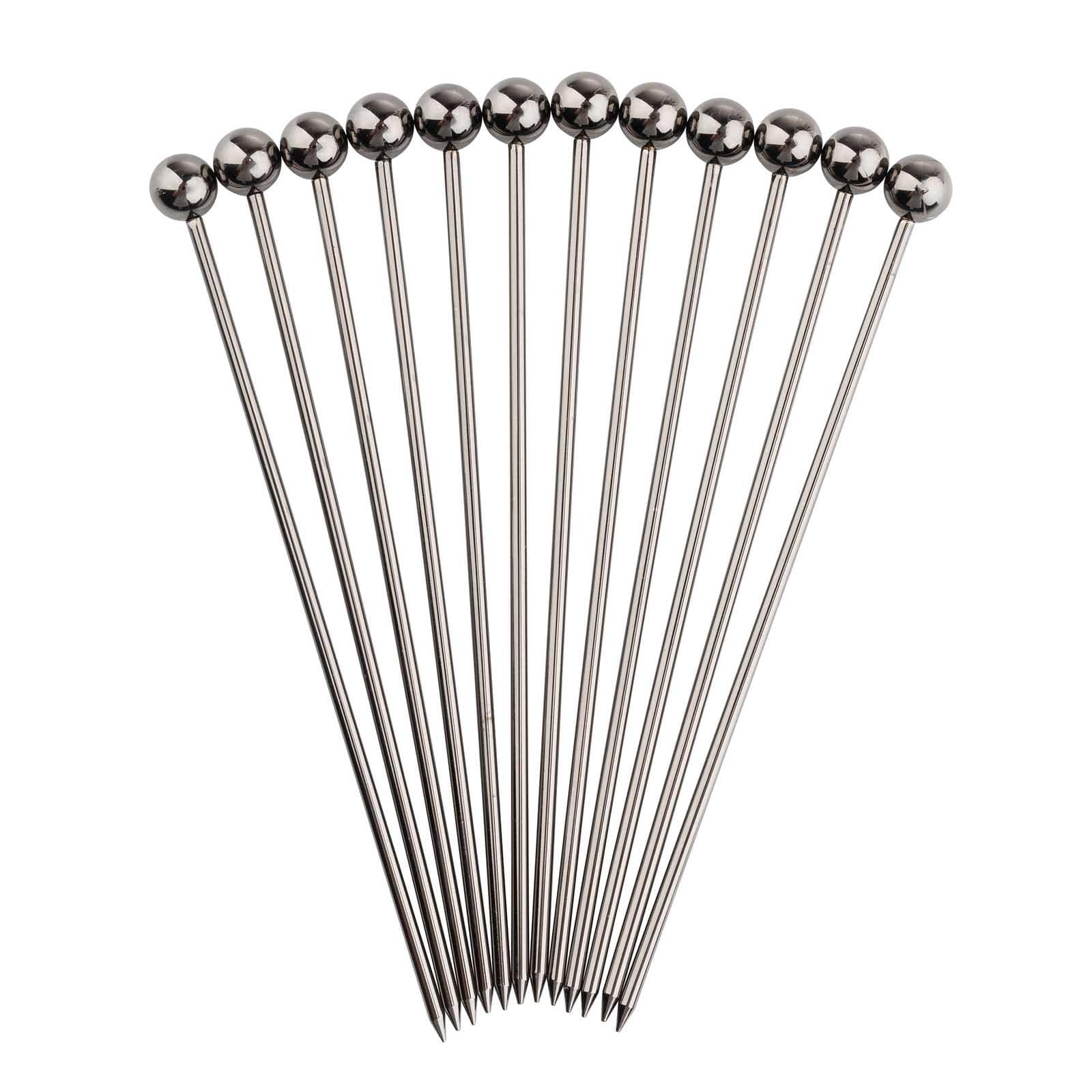 Gunmetal Cocktail Picks Set of 12 on a white background.