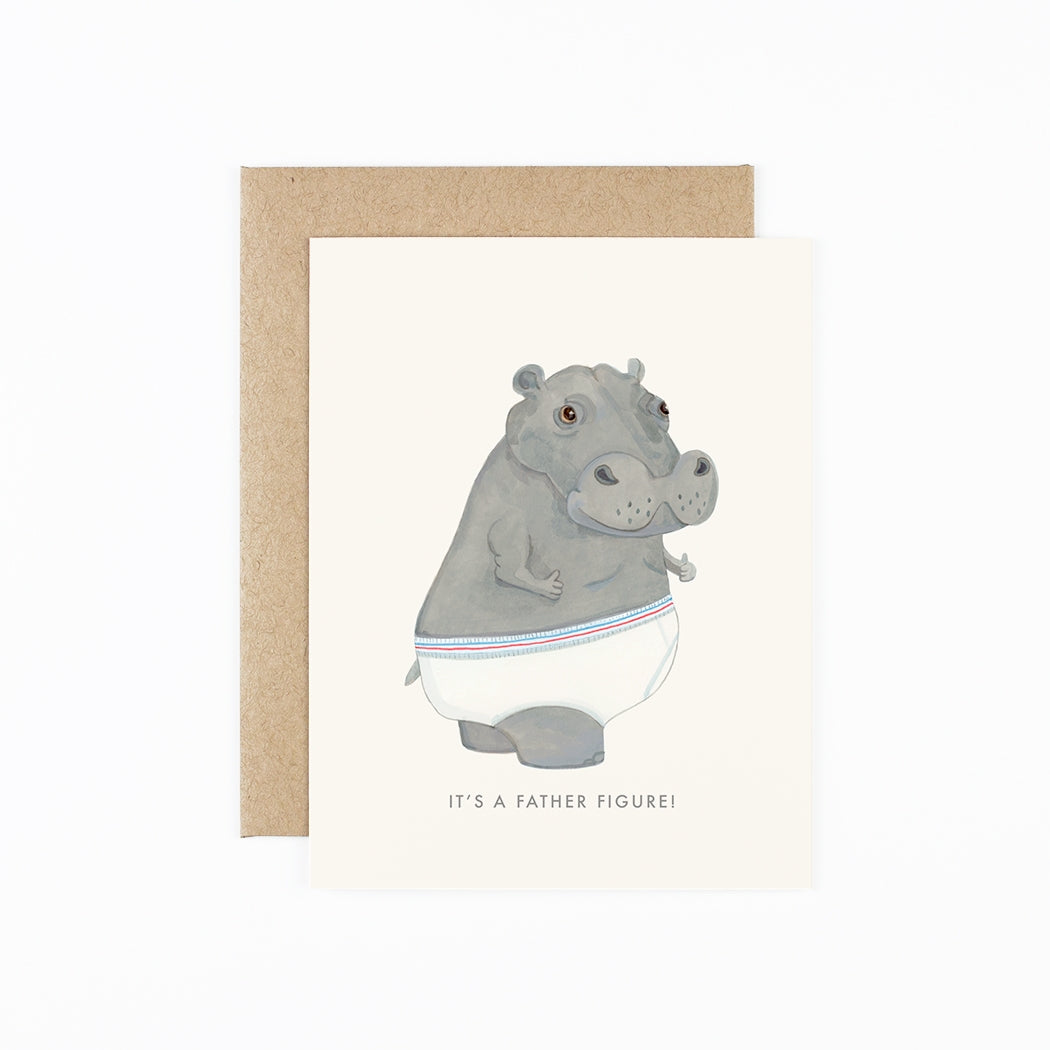 This Dear Hancock Father Figure Card features soft white paper.