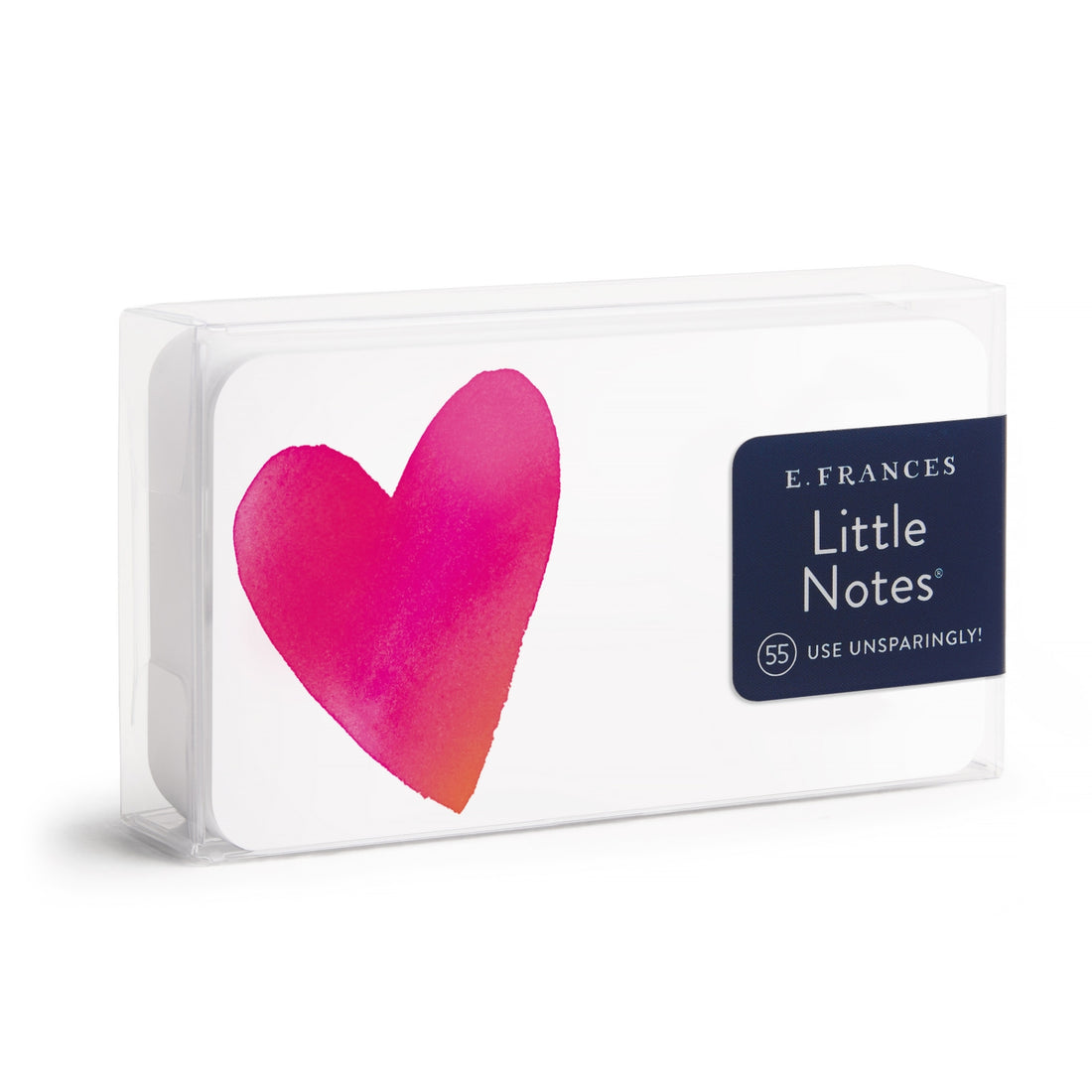 Pack of E. Frances Little Notes with a pink heart design on a white background.