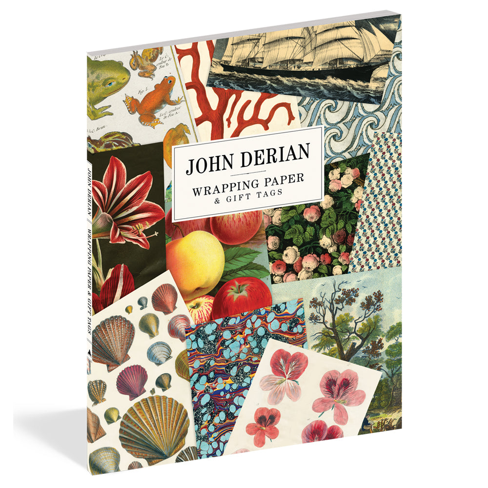 A book cover featuring a collage of 19th-century inspired wrapping paper designs with a title &