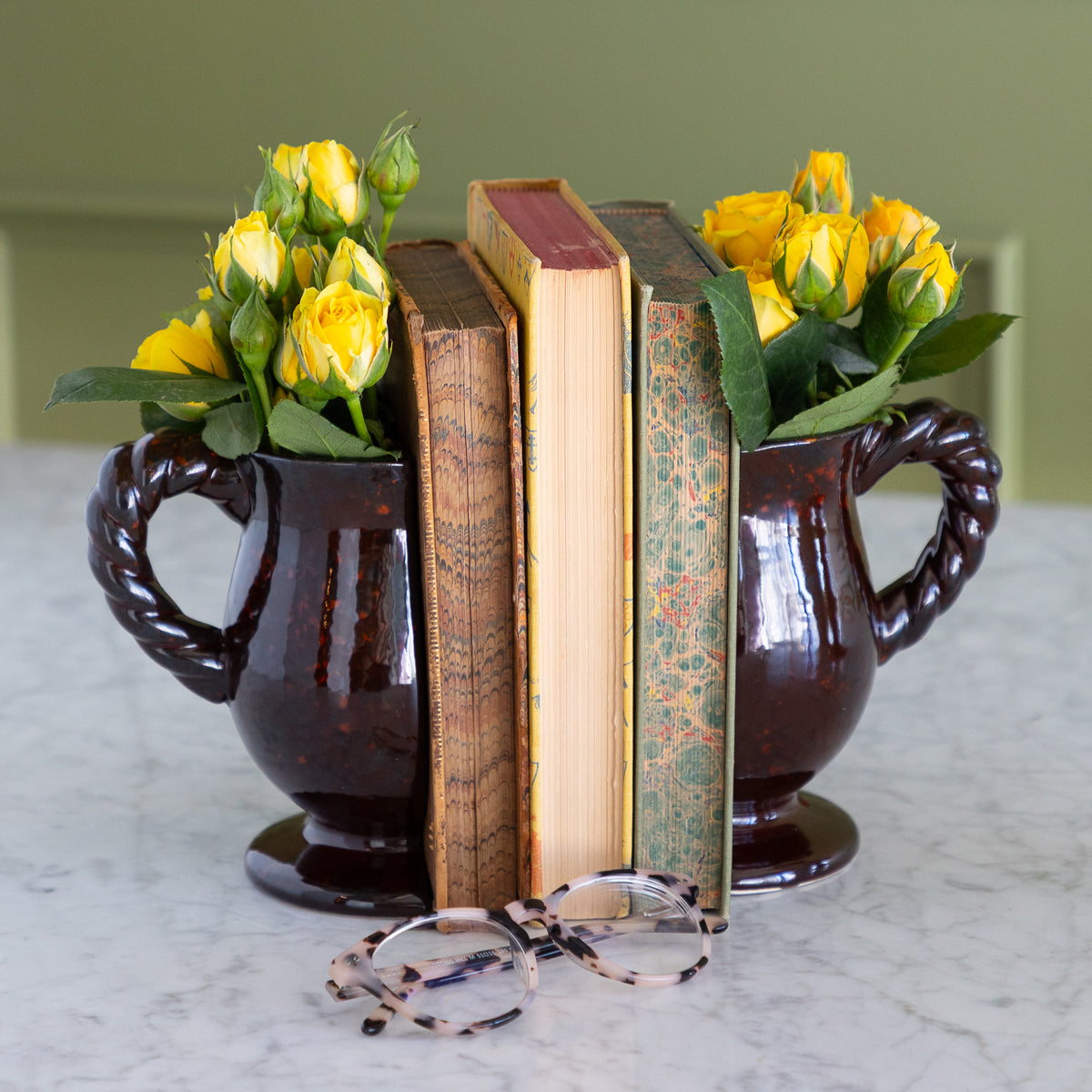 Split Vase Bookend, Set of 2