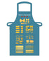 Blue apron with pasta illustrations and &