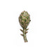 A small ceramic decorative artichoke with green and brown colors on a white background.