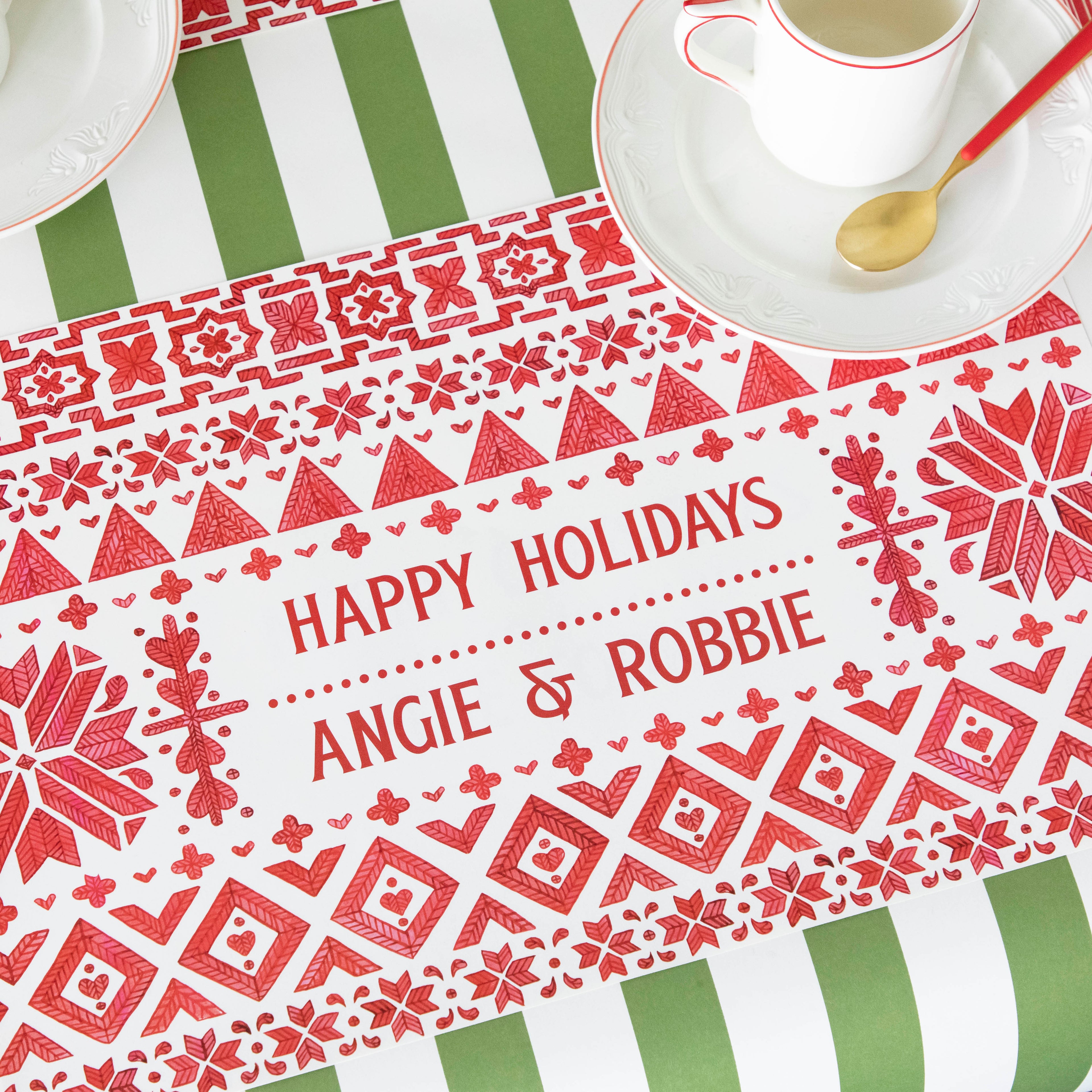 Happy Holidays Fair Isle Personalized Placemat