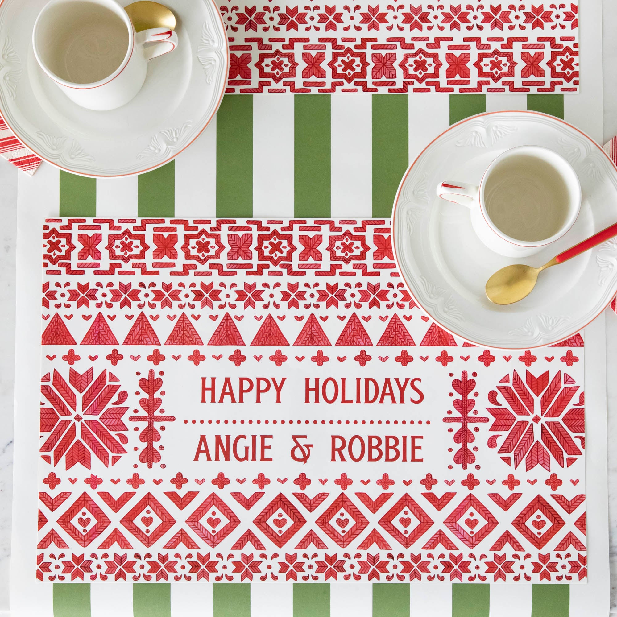 Happy Holidays Fair Isle Personalized Placemat