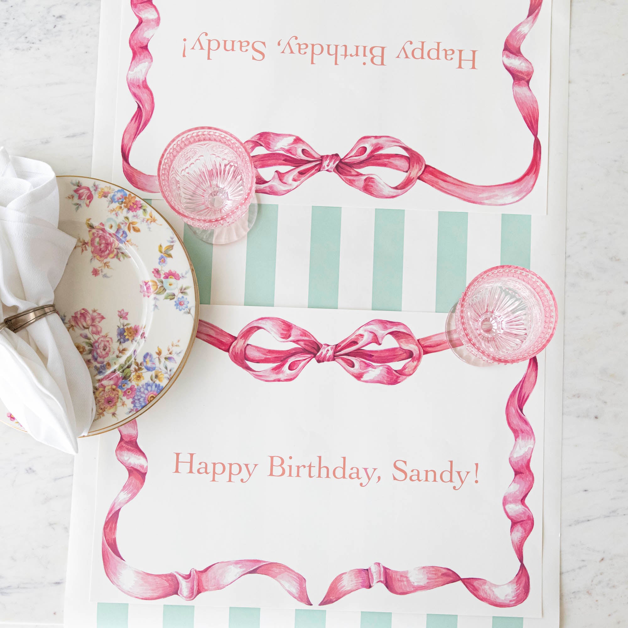 Pink Bow Personalized Placemat