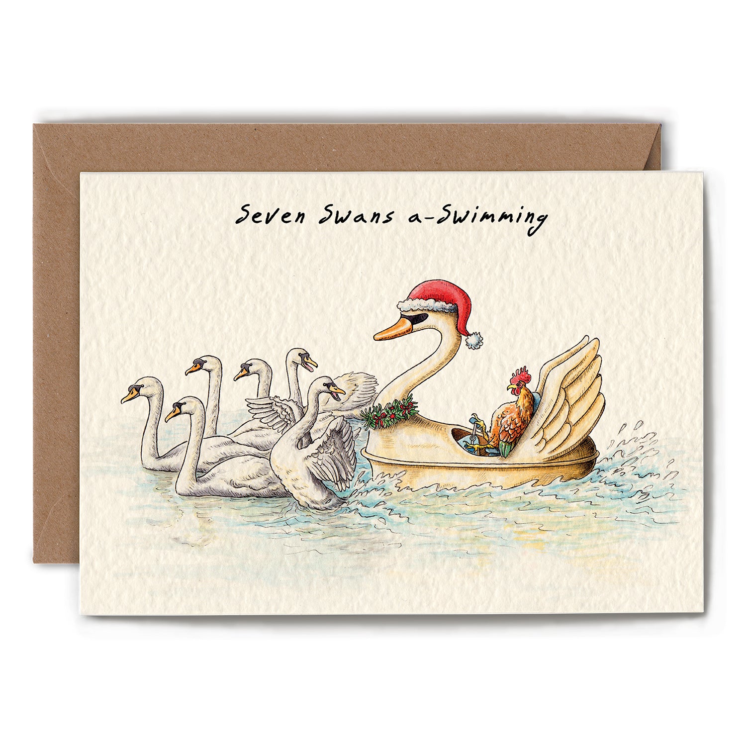 Seven Swans Swimming Card