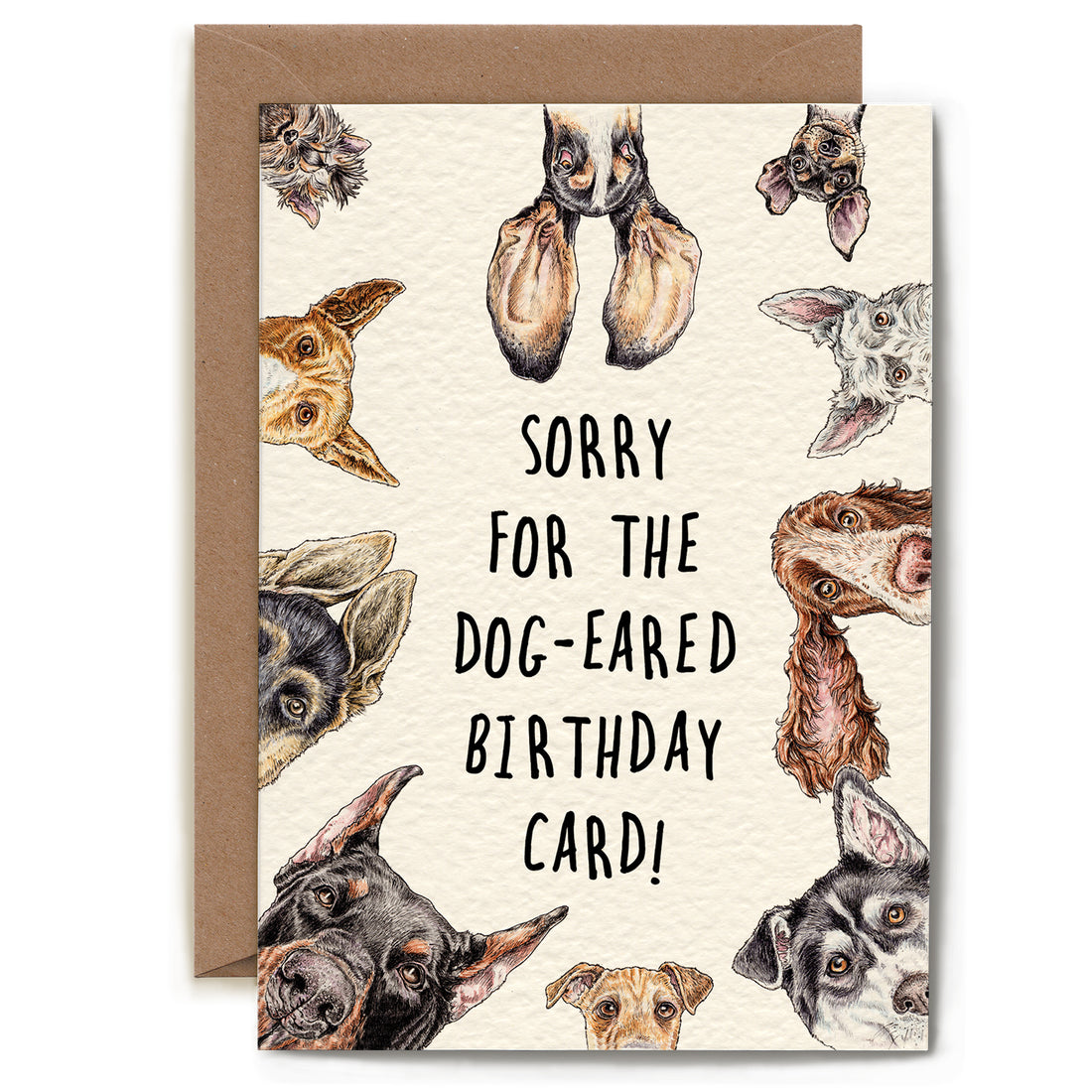 Sorry for the Hester &amp; Cook Dog Eared Card with animal illustrations.