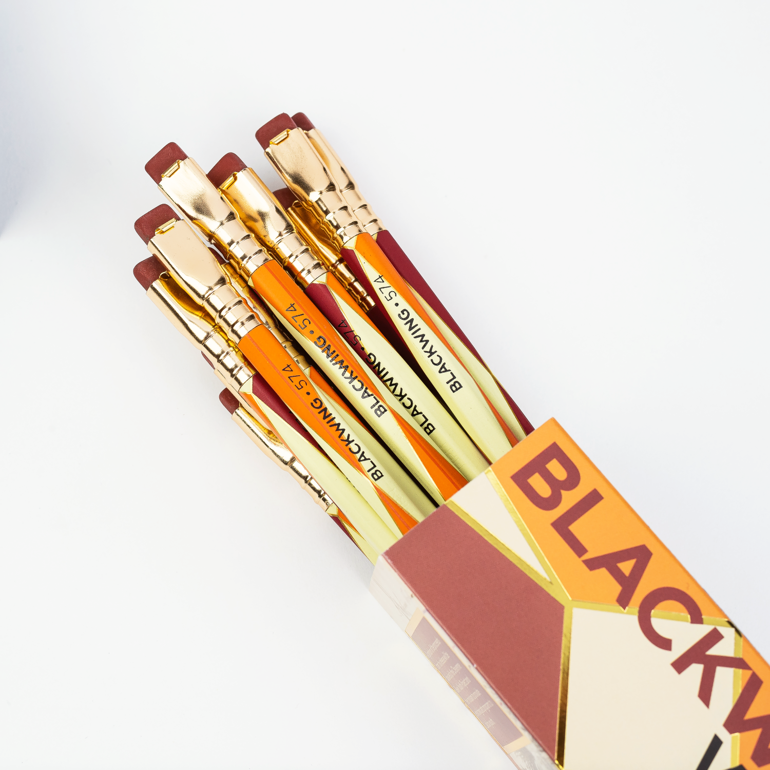 Blackwing Volume 574 pencils coming out of the box. 