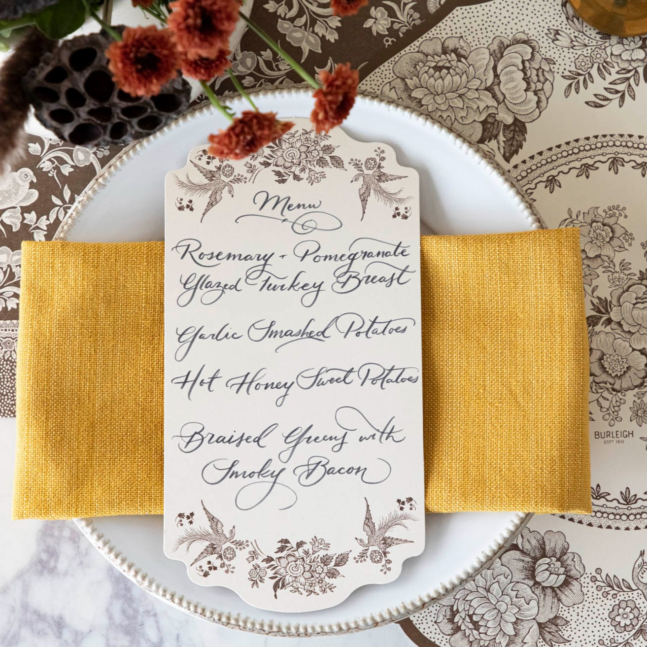 Brown Asiatic Pheasants Table Card