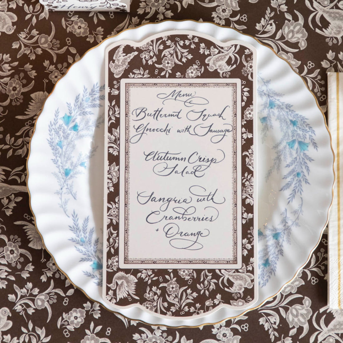 Brown Regal Peacock Table Card