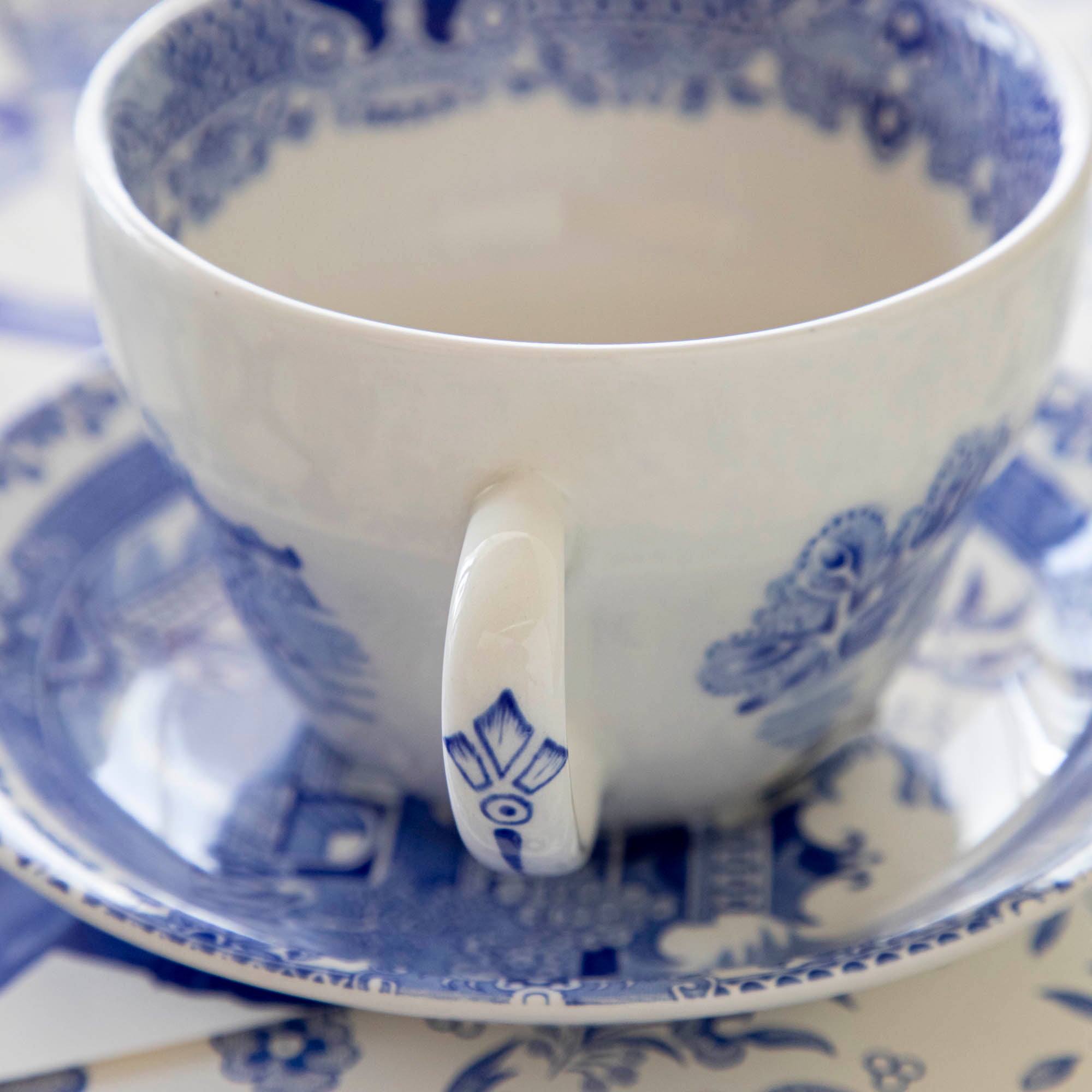 Burleighware Willow Pattern cheapest Tea Cup and Saucer, Blue and White