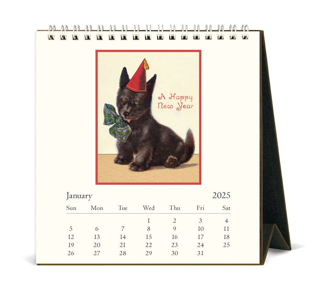 Vintage Dogs 2025 Desk Calendar