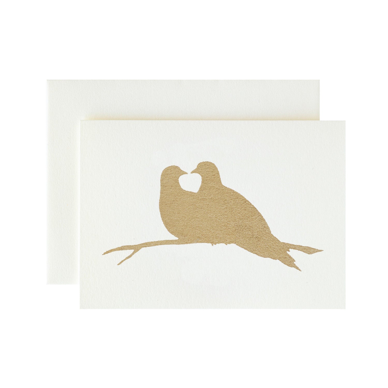A hand-crafted Hester &amp; Cook Ivory Doves Card featuring a pair of doves on a branch.