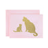 A Light Pink Cat & Kitten Card by Hester & Cook with classic cat silhouettes on it.