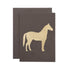 A hand-crafted Hester & Cook gold foiled Brown Horse Card, perfect for home goods and gold leaf stationery enthusiasts.