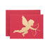 Red Cupid Card by Catherine Greenup of a silhouette of cupid in gold-foil, on a red card with a matching envelope.