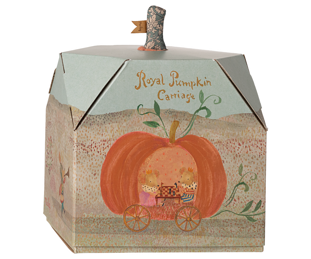 Cardboard pumpkin carriage with &