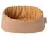 Round pet bed with striped interior on a white background