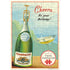 Vintage-style puzzle greeting card with champagne bottle and glass, featuring text &