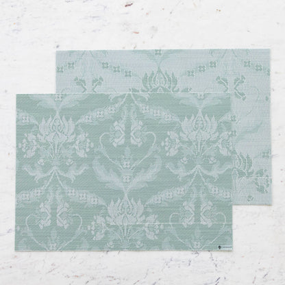 Damask Rectangle Placemats showing each side of the placemat