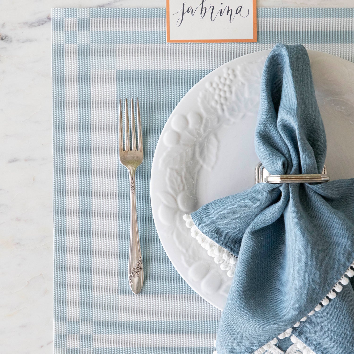 Handkerchief Compact Rectangle with place setting on it