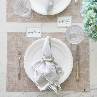 Damask Rectangle Placemat with place setting on it