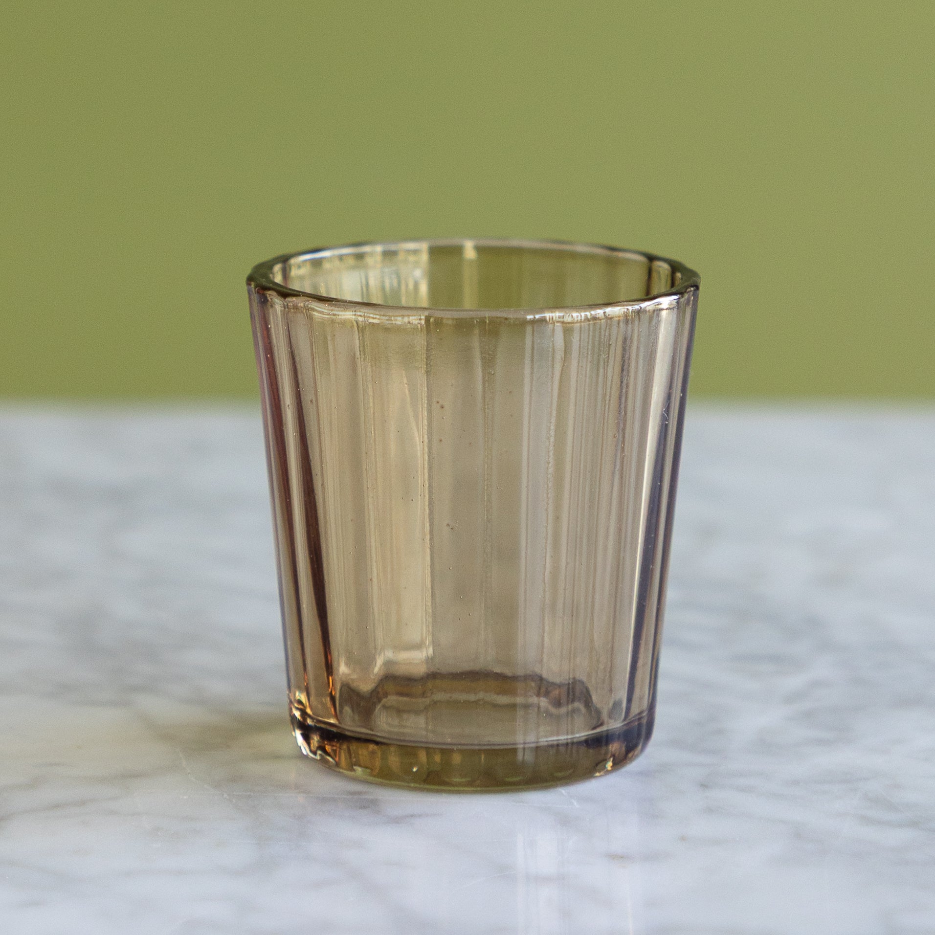 Light Amber Fluted Glass Votive Holder