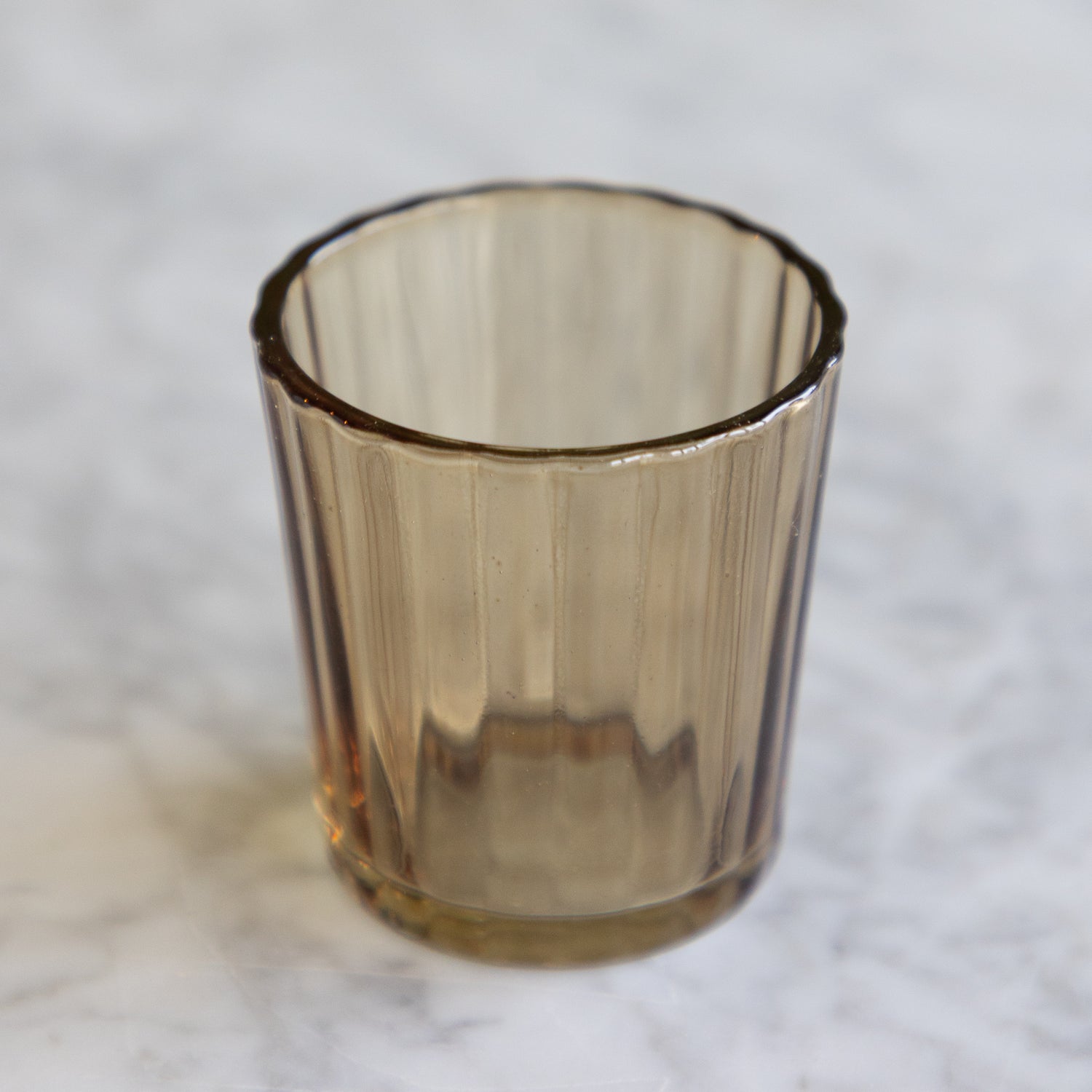 Light Amber Fluted Glass Votive Holder
