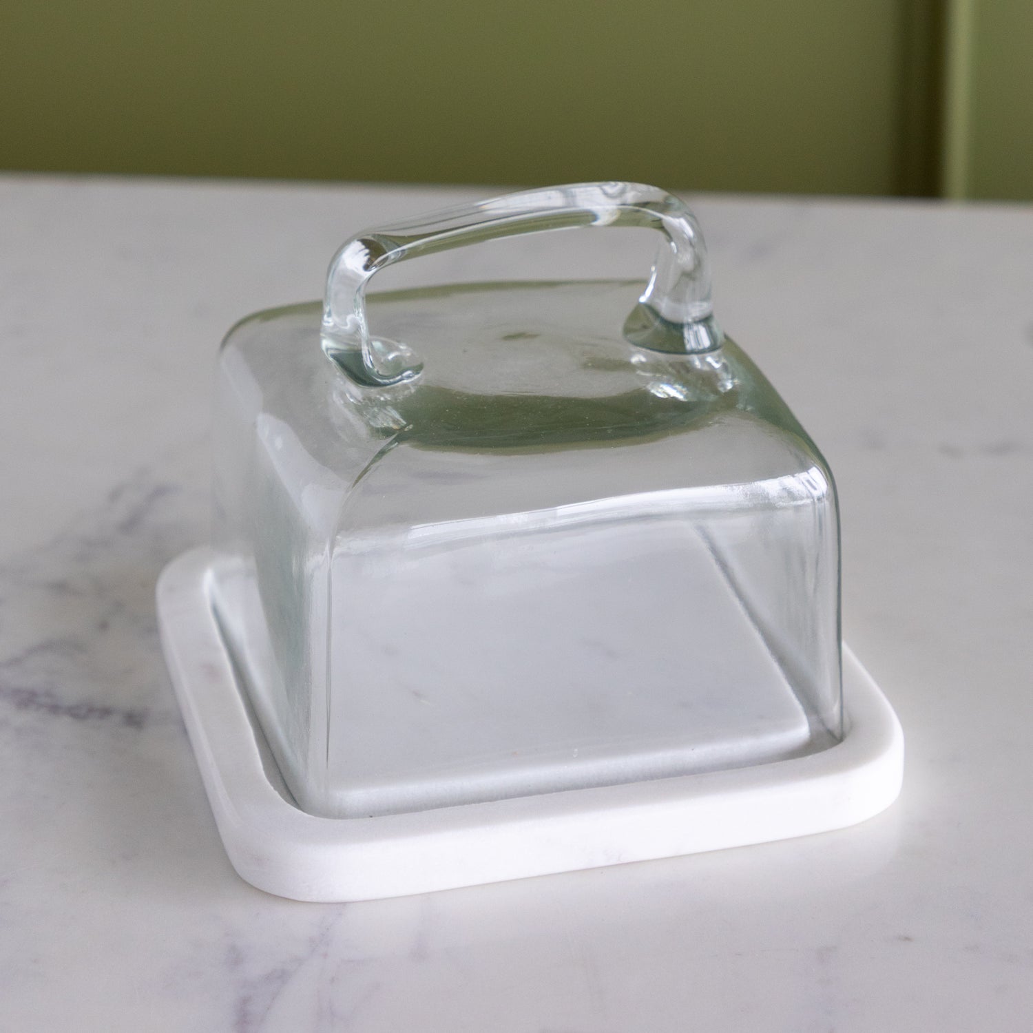 Glass Cloche with White Marble Base