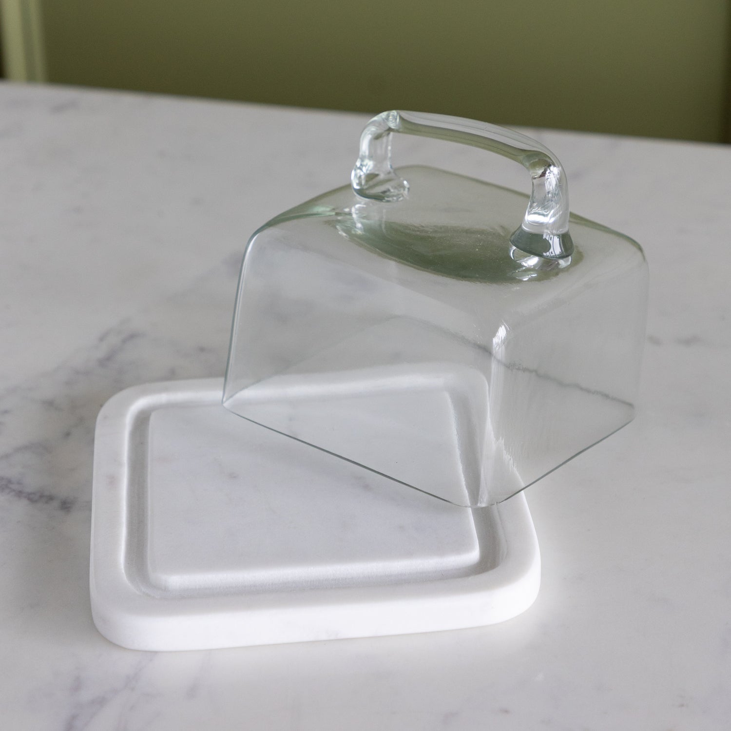 Glass Cloche with White Marble Base