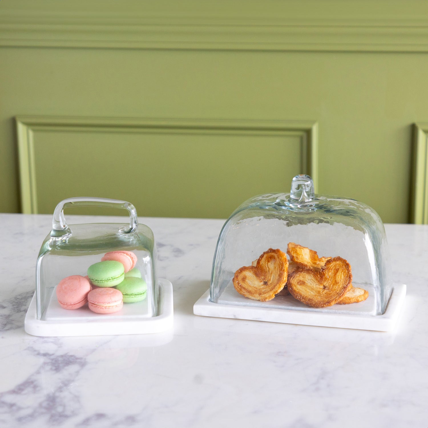 Glass Cloche with White Marble Base